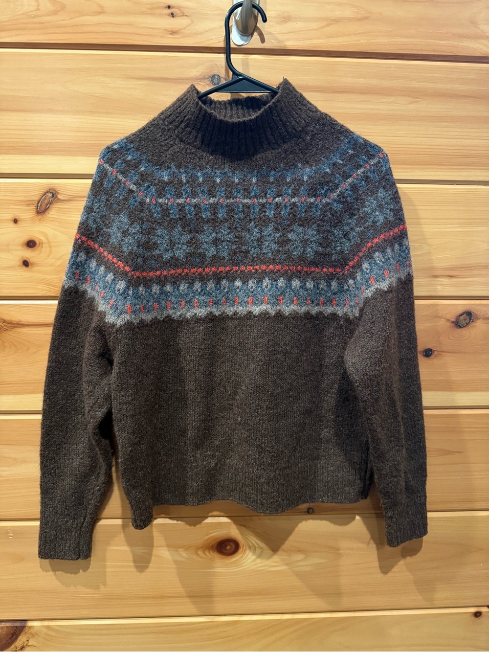 Old Navy Fair Isle Mock Neck Sweater | Brown | Size Medium